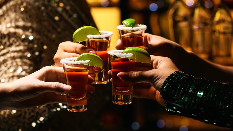 group with tequila shots