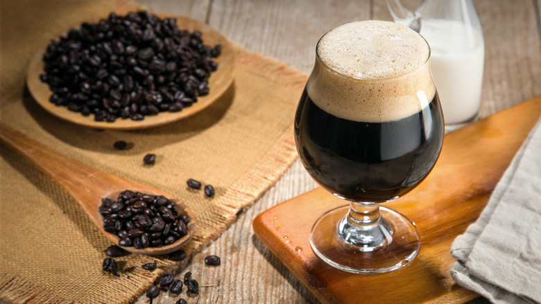 Coffee stout in tulip glass 