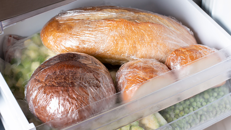 loaves of bread in freezer drawer