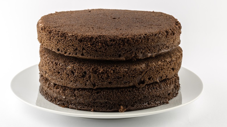 unfrosted chocolate cake layers
