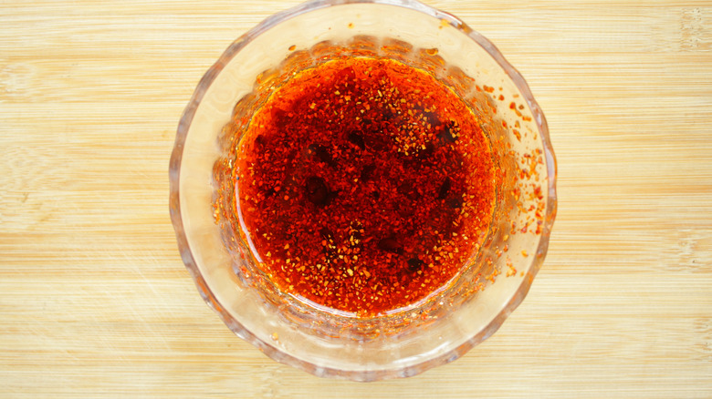 Chili oil in bowl 