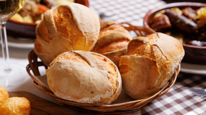 Bread rolls in a basket