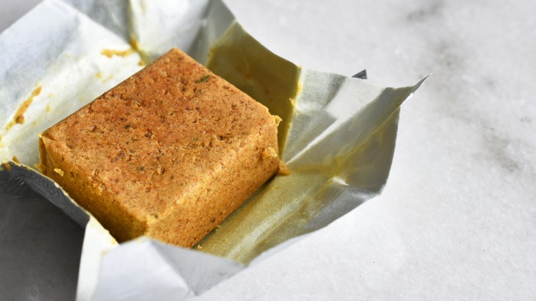 Bouillon cube in foil