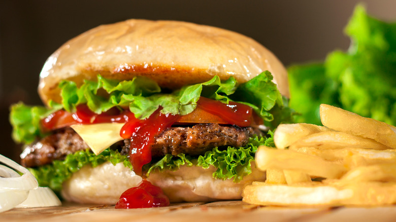 Burger and fries