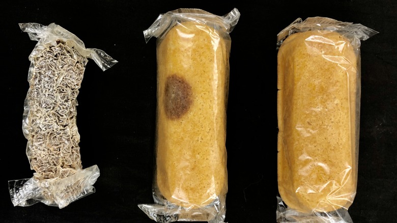 Three different stages of Twinkies over time