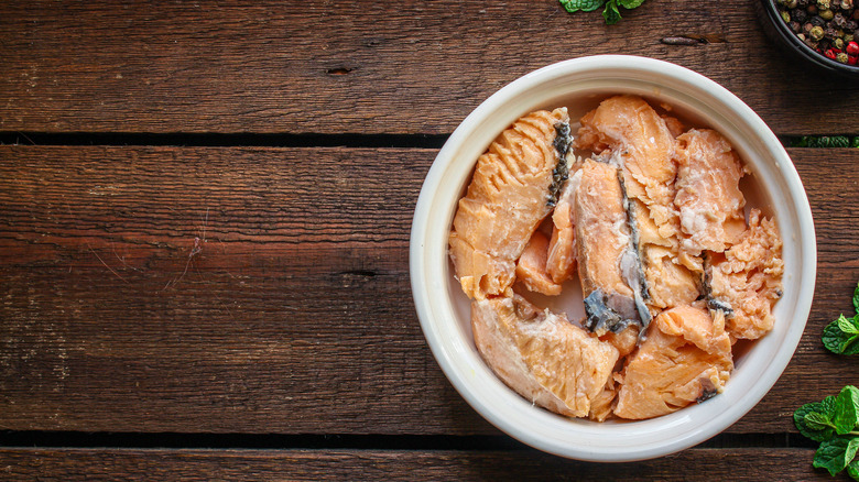 canned salmon in a bowl