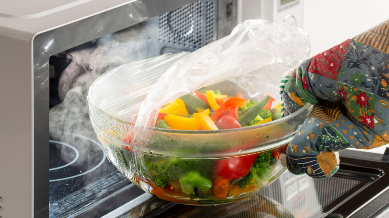 Food steamed in microwave