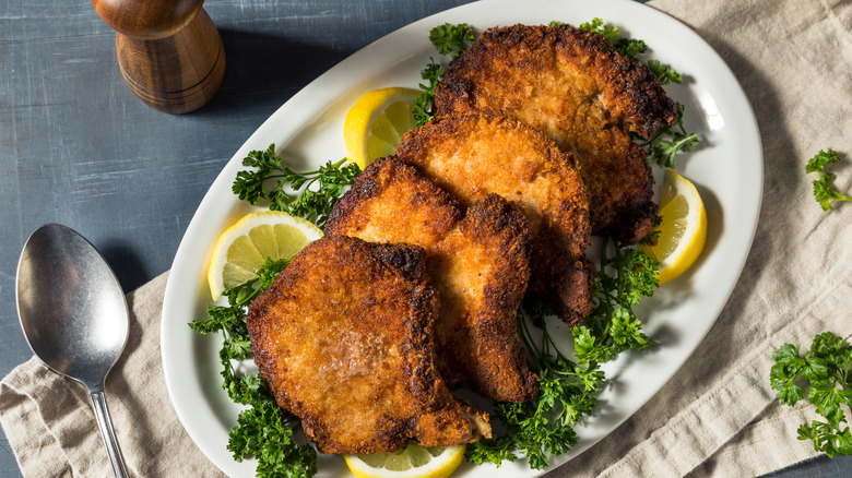 Pork chops with a crispy coating