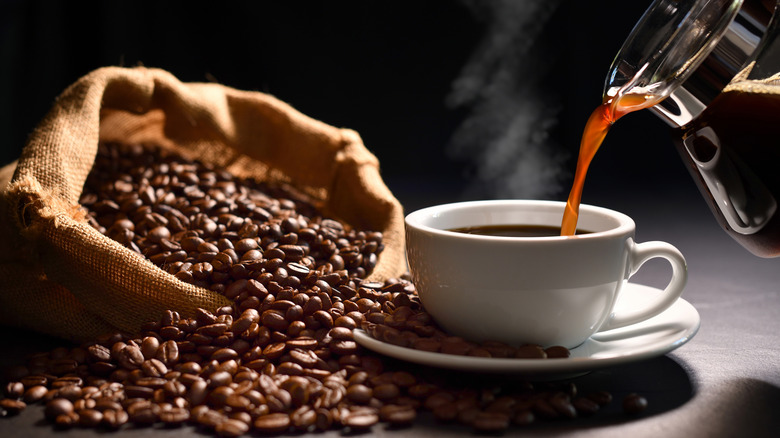 coffee cup and coffee beans