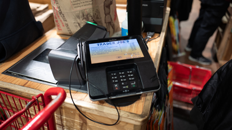 Trader Joe's checkout register with electronic payment station
