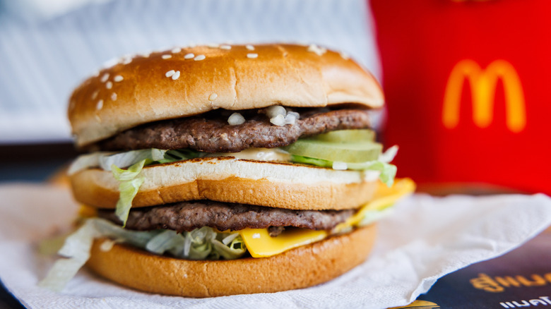 McDonald's Big Mac on paper towel