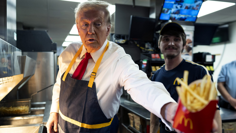 Donald Trump handing out McDonald's fries