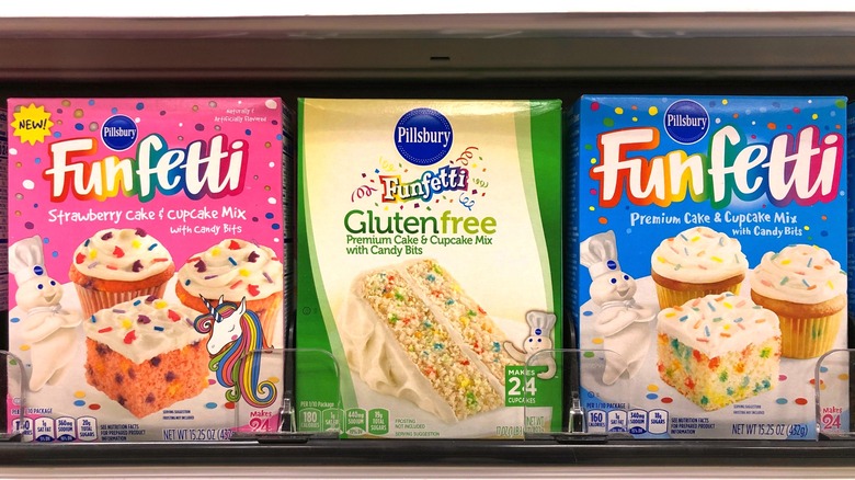 Three boxes of cake mix