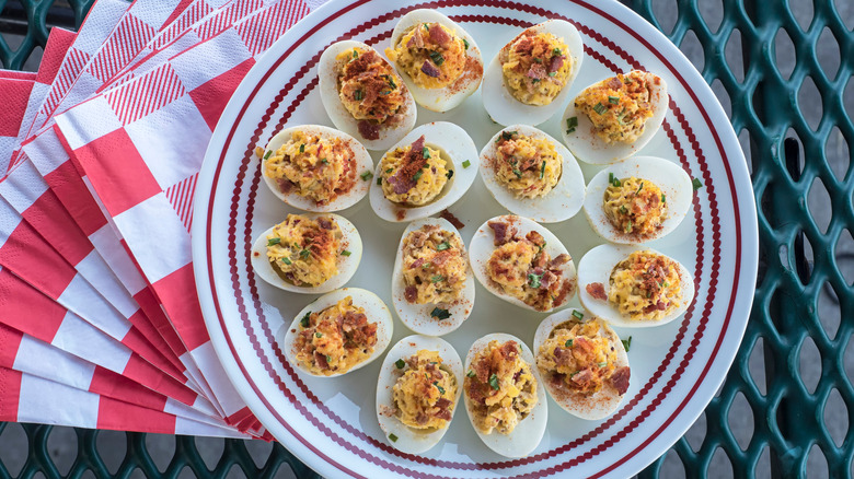 plate of deviled eggs