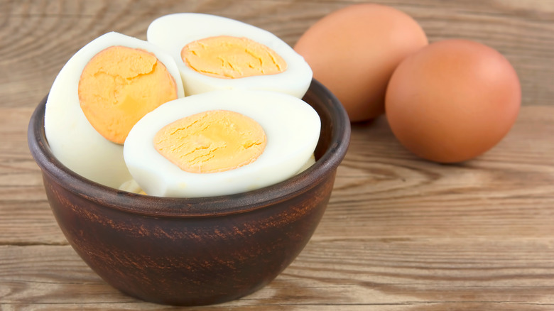 sliced hard boiled eggs