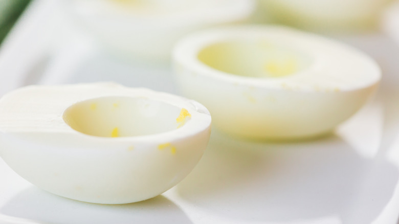 boiled egg sliced in half