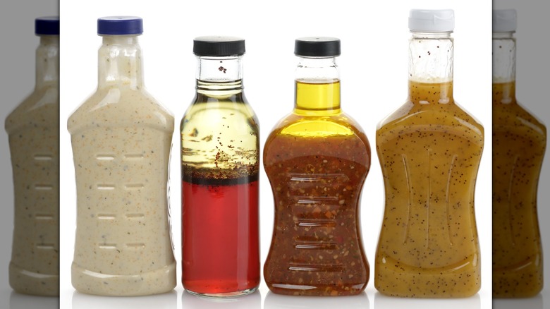 Bottles of salad dressing
