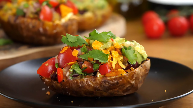 Taco potato skin on a plate