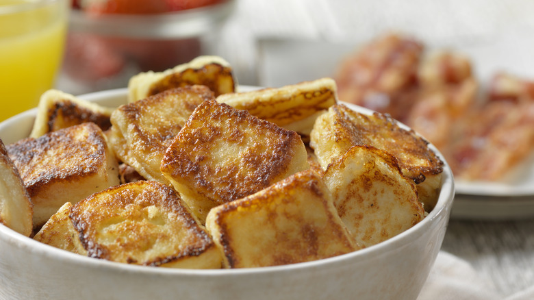 French toast squares in bowl