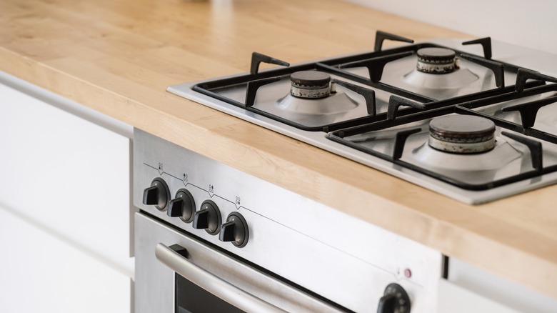 Small four burner gas range