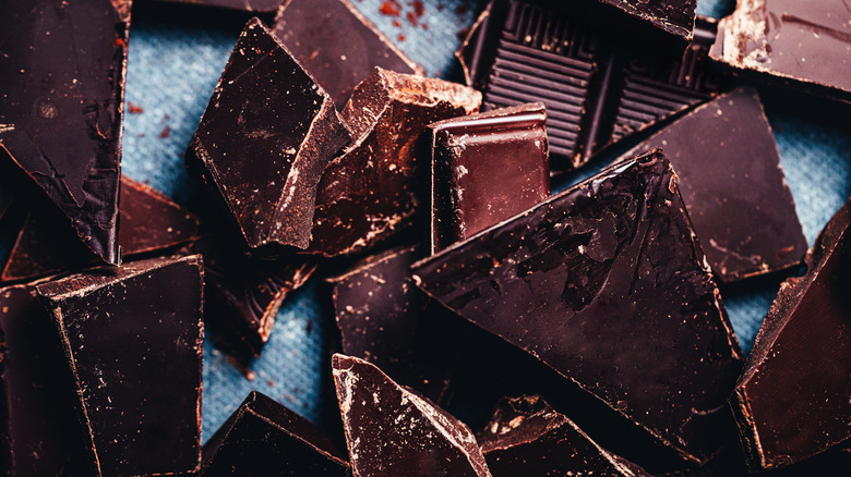 Broken chocolate pieces