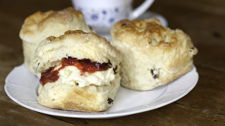 Scones with cream and jam