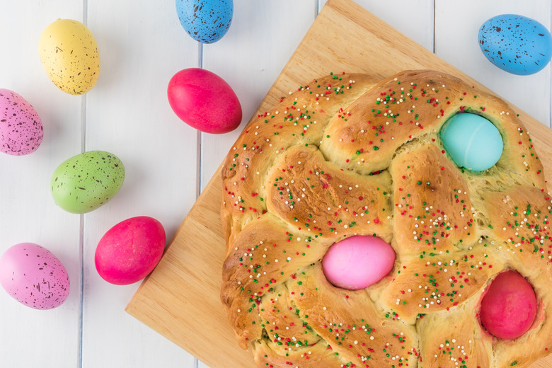 Easter Bread With Colored Eggs