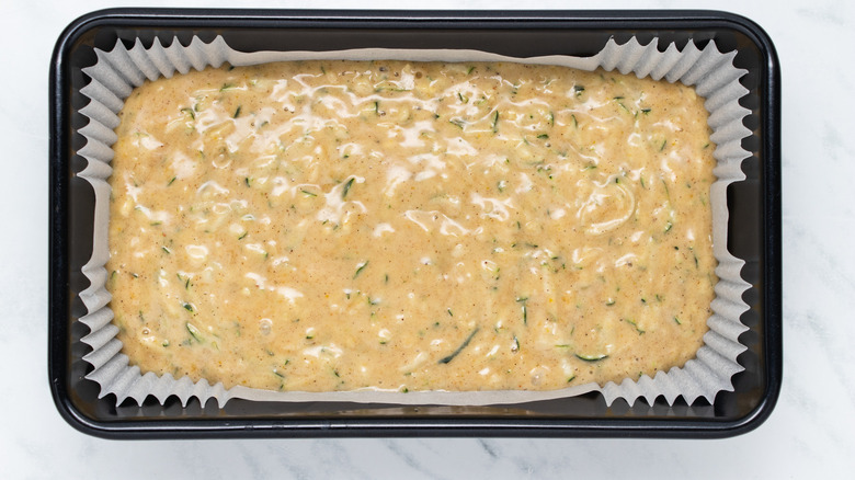 batter in baking dish 