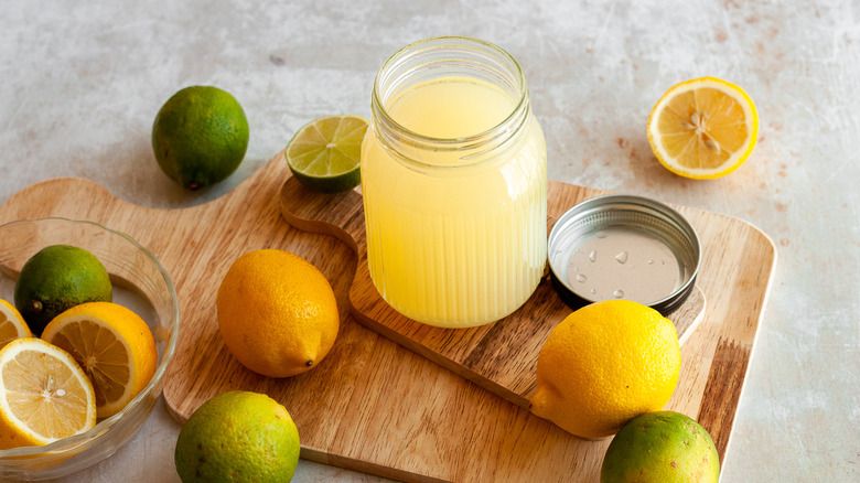 homemade sour mix in jar 