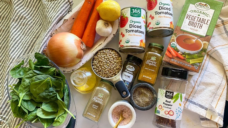 ingredients for lentil soup