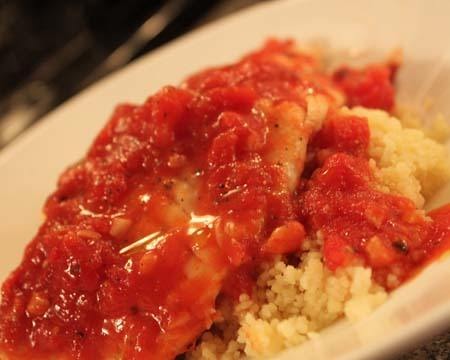 Easy Poached Fish with Tomatoes and Couscous Recipe