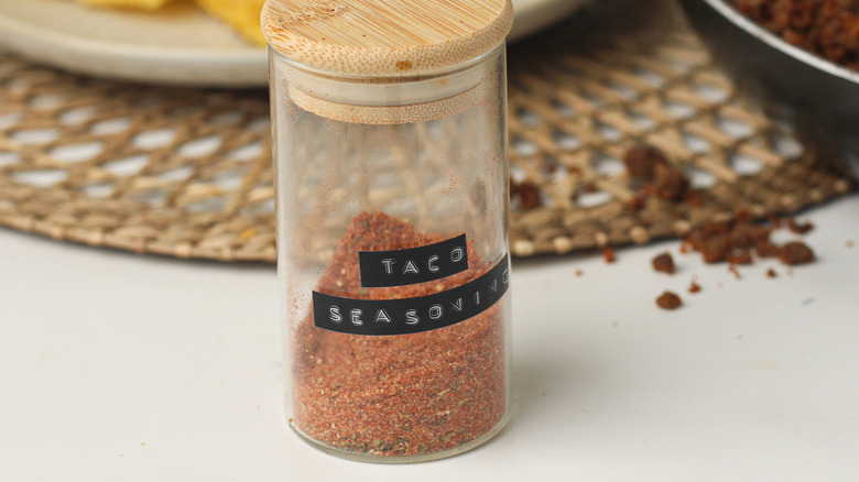 taco seasoning in cylinder jar 