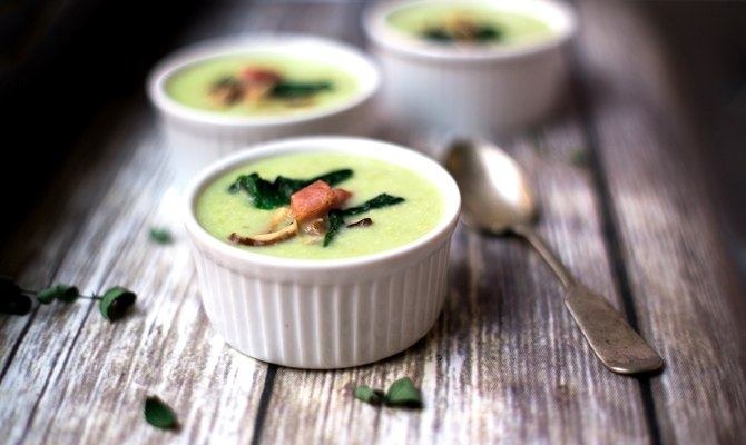 Edamame Soup With Shiitake, Ham, and Spinach