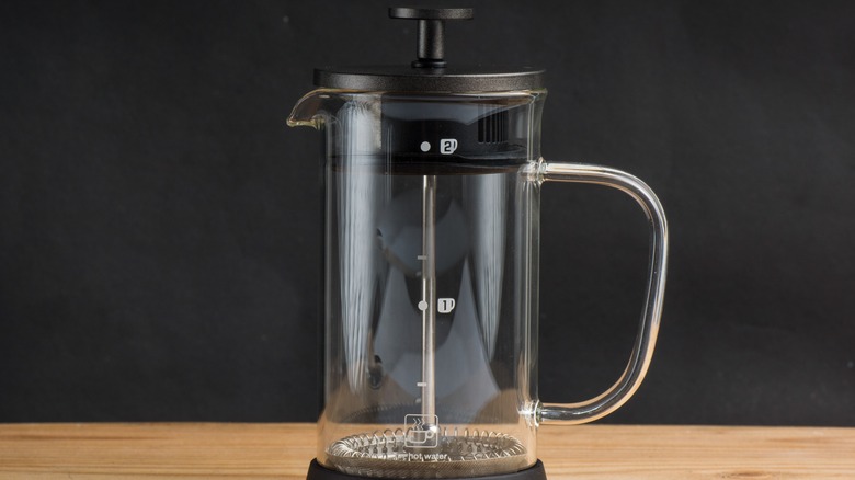 French press on table