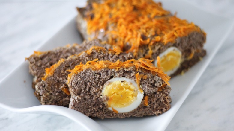 sliced meatloaf with egg filling