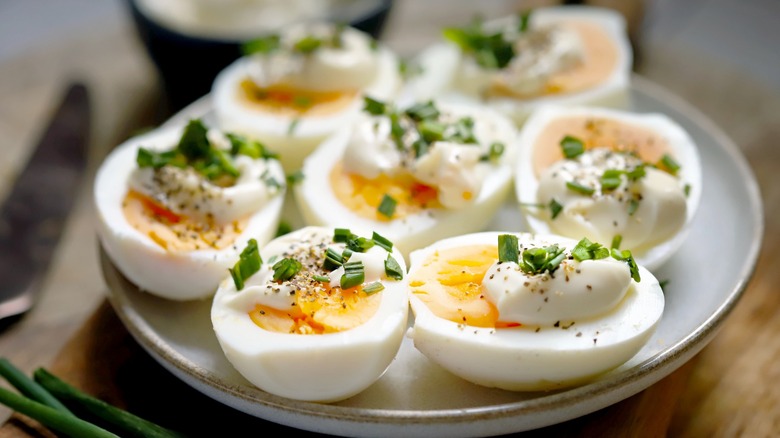 Oeuf mayonnaise garnished with herbs