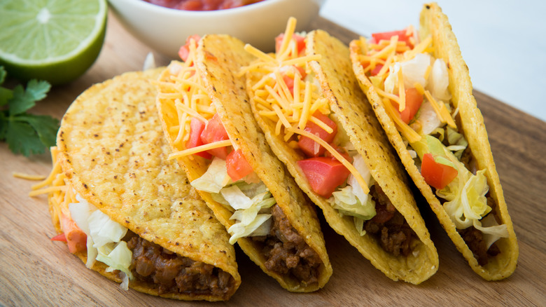 Four hard shell tacos