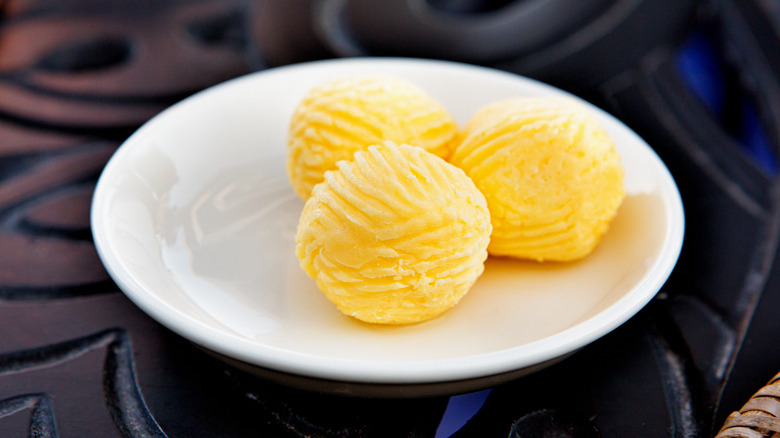 Butter balls on a dish