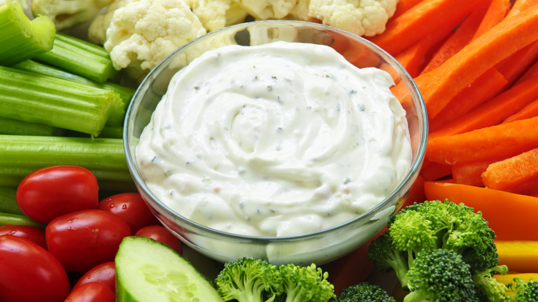 ranch dip bowl with veggies