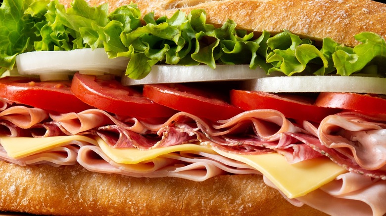 Sandwich on a wooden platter 