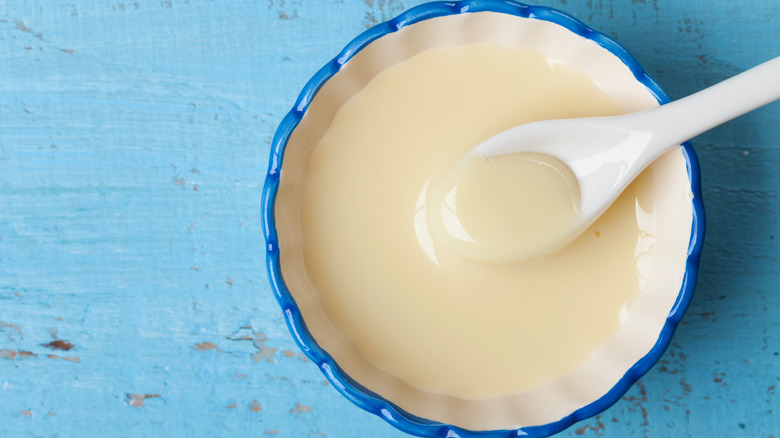 Small bowl of evaporated milk