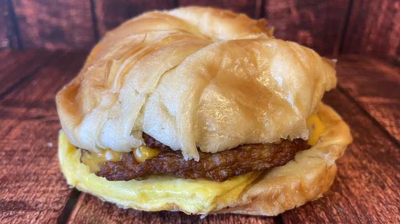 Burger King's Double sausage, egg, and cheese croissant breakfast sandwich