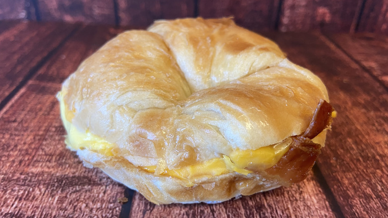 Burger King eggs, bacon, and cheese croissant breakfast sandwich