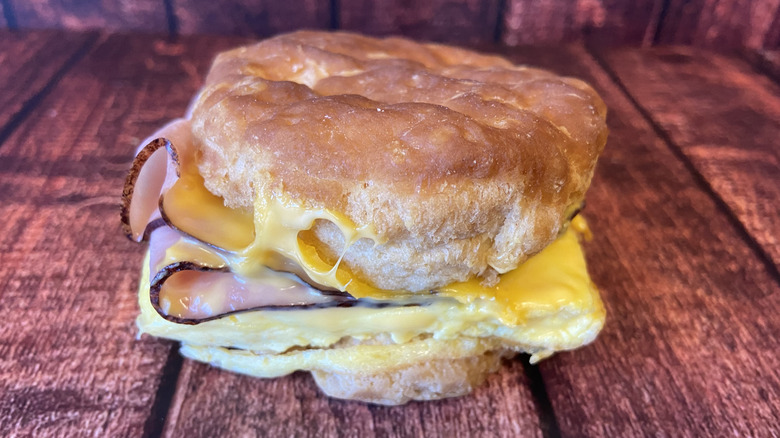 Burger King's ham, egg, and cheese biscuit breakfast sandwich
