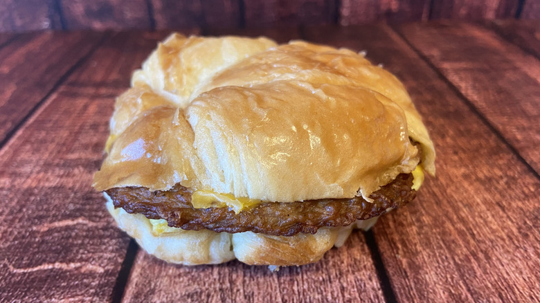 Burger King sausage, egg, and cheese croissant breakfast sandwich