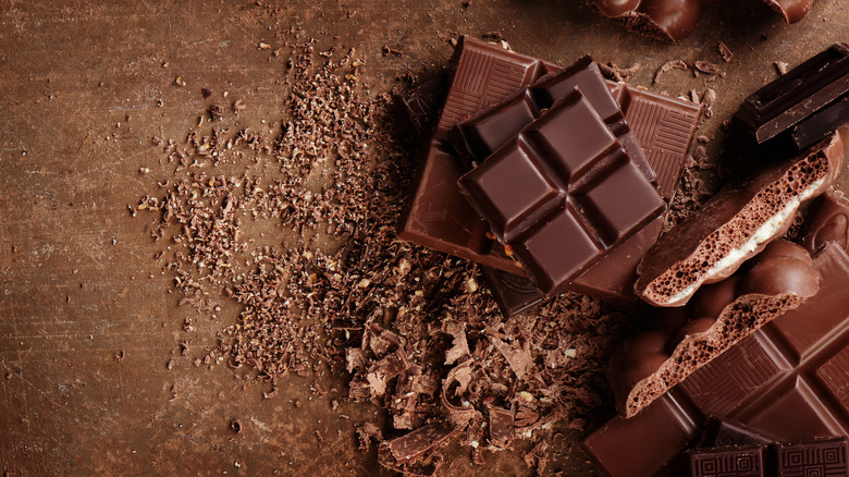 Crushed up chocolate candy bars