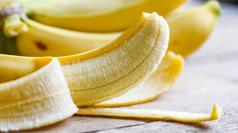 Close-up of unpeeled banana