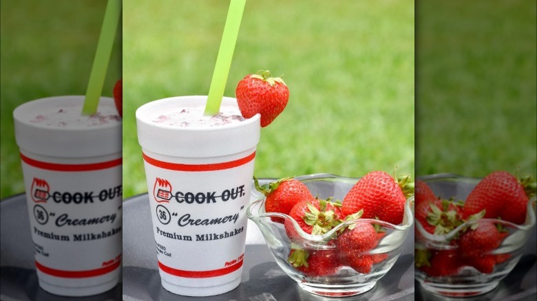 milkshake with strawberry garnish