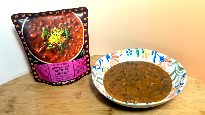 A box and bag of Trader Joe's madras lentils