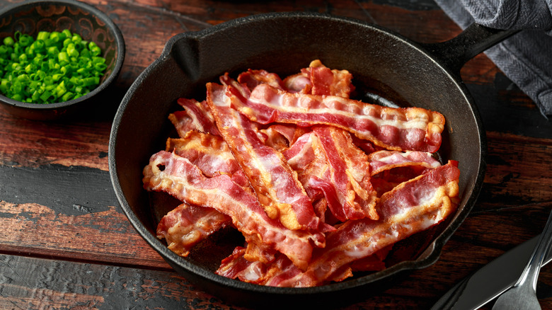 Bacon in cast iron skillet